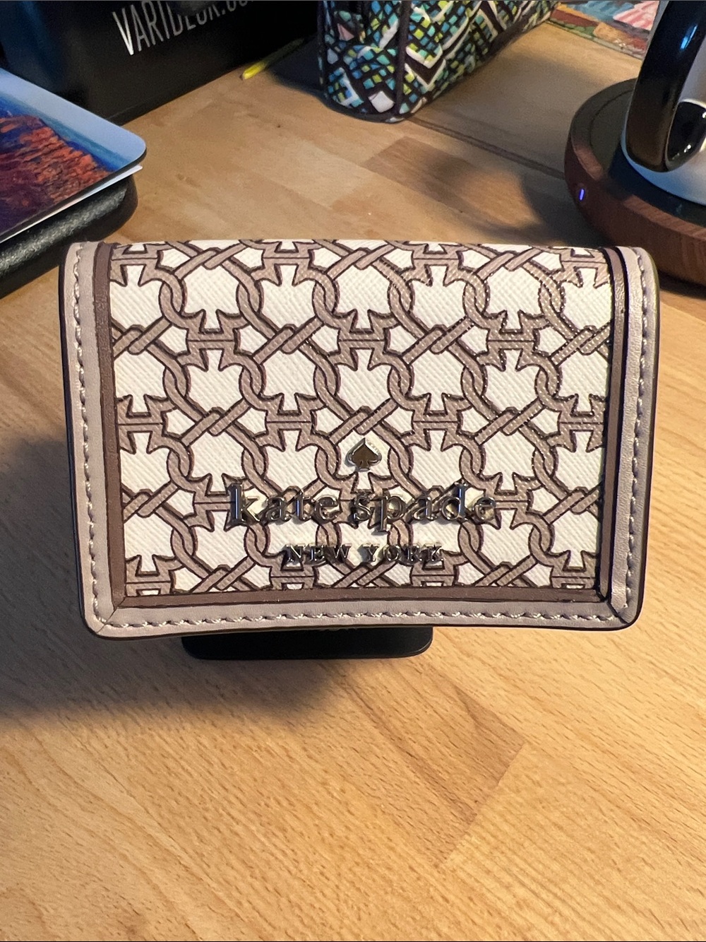 kate spade New York Monogram Wallet in Beige and Brown